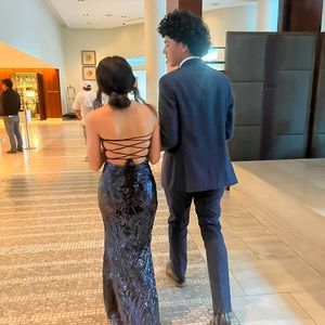 size 0 open back prom dress, good condition